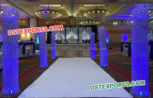 Wedding Designer Aisleway Crystal <b>Pillar</b> Pedestals Walkway Crystal Columns Fully Fiber Craved Corridor <b>Pillars</b> for Wedding - Product Image 3