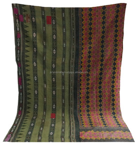 Vintage Authentic <b>Indian</b> Sari Kantha <b>Quilt</b> Pure Cotton Kantha Gudri - Product Image 1