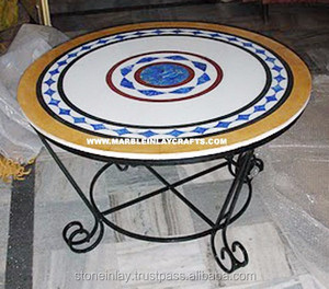 Efficient Marble <b>Coffee</b> <b>Table</b> With Iron Stand - Product Image 1