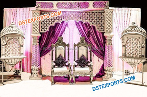Decoración de Escenario Dorada Brillante para Bodas Musulmanas, Decoración de Escenario Moderna para Bodas Hindúes, Decoración de Escenario para Sangeet, Decoración para Eventos en Australia - Product Image 3