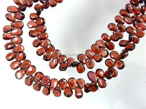 Briolette ลูกปัดโกเมนรูปลูกแพร์แบบเรียบอัญมณีสีแดงคุณภาพสูงขายส่งจากผู้ผลิต - Product Image 5