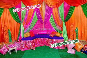 แต่งงาน Mehandi ม่านฉากหลังเวทีปัญจาบแต่งงาน Mehandi เวทีฉากหลังที่มีสีสัน - Product Image 3