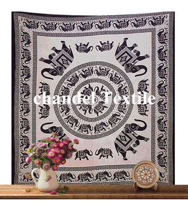 ผ้าทอแขวนผนังพิมพ์ลายประสาทหลอนแมนดาลาช้างพื้นเมืองผ้าคลุมเตียงตกแต่งสัตว์100% ผ้าฝ้ายทำมือ - Product Image 4