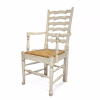 Ensemble de table à manger de style campagnard avec chaises à dossier haut en rotin tressé, 4 chaises et 2 chaises avec accoudoirs