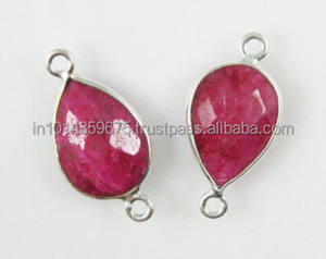 Pendentifs en argent sterling plaqué rhodium rubis en gros, connecteurs, sertis de pierres, fournitures pour la fabrication de bijoux - Product Image 3