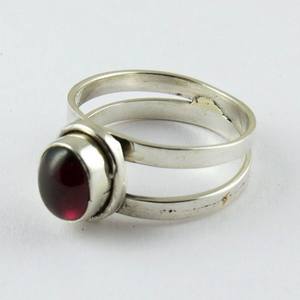 Fabuloso anillo de Plata de Ley 925 con forma ovalada de granate rojo, joyería de plata de moda india, joyería de plata fresca - Product Image 3