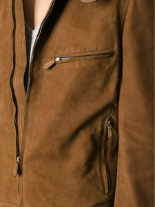 Chaqueta de Cuero Galvaine Marrón de Gamuza y Nubuck, Prendas de Cuero Premium, Modelo GLVN0014 - Product Image 2