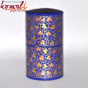 Cajas de Regalo hechas a mano de recuerdo decorativas de mache de papel verde de forma cilíndrica - Product Image 2