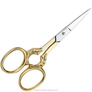 Tijeras de Acero Inoxidable Afiladas para Cejas y Pestañas, Mango Dorado, Hojas Anchas y Rectas para Recortar Cutículas 2026 - Product Image 1