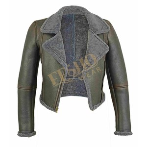 Chaqueta de motorista de cuero ajustada para mujer de alta calidad, transpirable, elegante, con Cuello de piel de oveja, Mangas desmontables, ropa de calle de moda OEM - Product Image 1