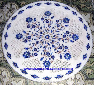 Meilleure plaque de sculpture en incrustation de marbre blanc naturel avec le dernier design floral de forme arrondie pour la décoration de la maison et de l'hôtel - Product Image 1