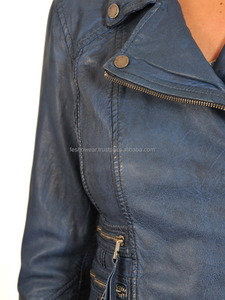 Blouson bombardier en cuir véritable pour femmes en gros 2015 2016 nouveauté mode vêtements d'extérieur élégants Design moderne matelassé respirant - Product Image 4