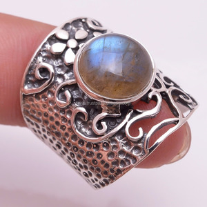 925 Sterling Silver Gemstone <b>Ring</b> Natural <b>Labradorite</b> Fine Antique Silver Jewelry for Party Direct From Supplier - Product Image 1