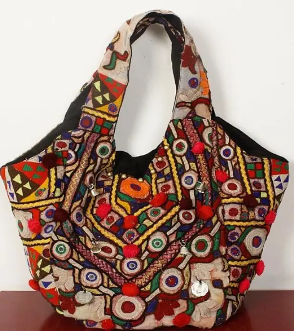 Hint el işlemeli Vintage omuzdan askili çanta çanta Banjara çanta Vintage Hobo Sling Tote etnik Tribal çingene pakistan iş elbisesi