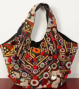 Винтажная сумка на плечо с индийской ручной вышивкой, кошелек, банджара, Винтажная сумочка-Хобо, этническая Этническая племенная Цыганская Пакистанская Рабочая Ткань