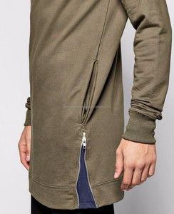 Pull-over blanc en coton vierge pour hommes, avec fermeture éclair latérale, personnalisable avec logo OEM, style streetwear, hiver, vente en gros - Product Image 3