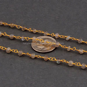 Cadena con cuentas de piedras preciosas de labradorita con oro Vermeil para bodas, regalos, compromisos o fiestas - Product Image 3