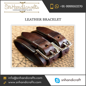 Handmade Magic Buy Tan Brown Coloured <b>Bracelet</b> Made of <b>Leather</b> Having Metallic Lock - Product Image 1