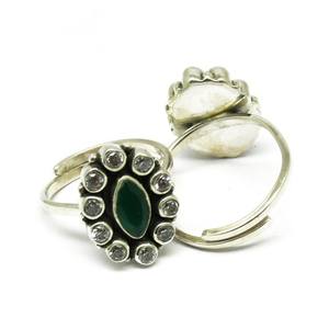 สีเขียวที่ยอดเยี่ยม Onyx_White CZ 925สเตอร์ลิงแหวนนิ้วเท้าเครื่องประดับเงินขายส่ง925เครื่องประดับเงินสเตอร์ลิง - Product Image 4