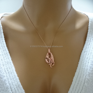 Collier pendentif en or blanc massif 14 carats bijoux religieux fins pour femmes perle de diamant avec Jaguar Design Made Turkey - Product Image 4