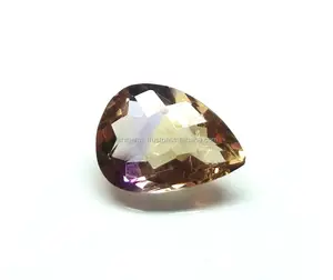 Piedra preciosa de ametrino natural, corte de pera para hacer joyas, gemas de ametrino facetadas