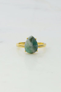 ชุดง่ามทรงลูกแพร์สีทองมรกต925หรูหราชุบทอง18K 925หินมุกเพชรโมอิส - Product Image 1