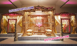 ออกแบบ Paisley mandap ไม้แบบดั้งเดิมสำหรับงานแต่งงานงานฝีมือทำจากไม้งานฝีมือลายขนนกสไตล์แมนดาเลีย - Product Image 6