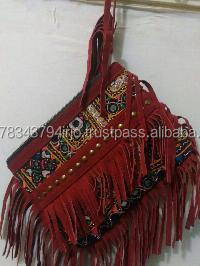 Bolso de Mano Estilo Banjara Vintage, Tradicional Indio, Bordado a Mano, con Cierre de Cremallera, Borlas y Cuentas - Product Image 2