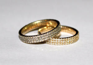 Anillo de boda de diamante en oro amarillo sólido de 14K sólido Anillos DE BODA unisex Anillos de compromiso clásicos Envío de la gota OEM - Product Image 6