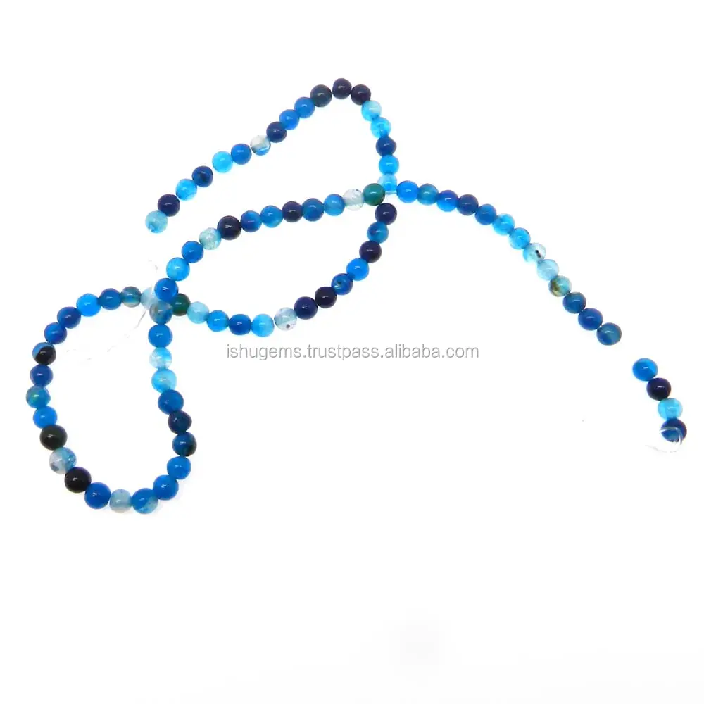 Blue Agate 16 inch Length Gemstone 4mm plain Beads For Jewelry Making