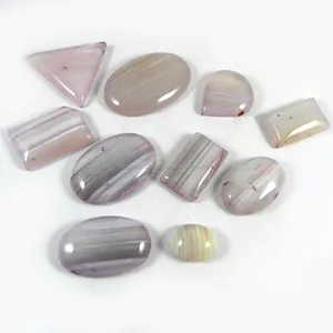 100 Gms Pink Sardonyx 10 BH Bentuk Bebas Cabochon, Batu Poles untuk Pembuatan Perhiasan IG1479