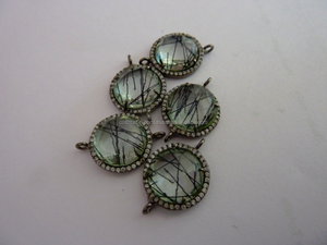 Quartz rutile noir naturel en argent sterling 925 fait à la main CZ pavé de diamants or vermeil composants de résultats de bijoux - Product Image 5