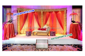 Escenario de boda decorado con pilares delgados, escenario de boda con temática mogol, grandes escenarios de boda indios en EE. UU. - Product Image 2