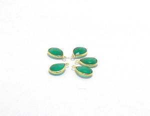 Pierre précieuse d'onyx vert en argent sterling 925 avec cadeau à la mode fait main plaqué or pour sa fabrication de bijoux connecteur de lunette - Product Image 5