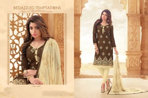 Kanya Fancy Garments - Tenue de soirée de créateur - Costume Anarkali Salwar de couleur violette - Inde - Pakistan - Lin - Viscose - Soie - Meilleure qualité - Product Image 4