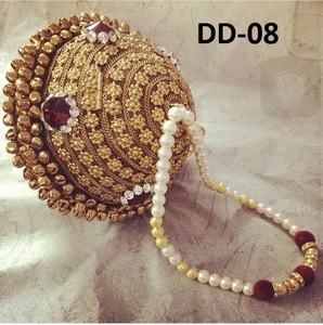 DD03 Vivid High Quality Ladies Handmade <b>Clutch</b> Evening <b>Bag</b> Stylish Beaded Stone Work <b>Gold</b> Silver Metal 1-1.9L Party Bridal Use - Product Image 6