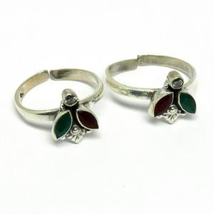 Dazzling Red Onyx_Green Onyx_White CZ 925 Sterling <b>Silver</b> <b>Toe</b> <b>Rings</b> Wholesale <b>Silver</b> Jewelry Gemstone <b>Silver</b> Jewellery - Product Image 1