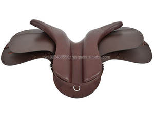 Selle en cuir tout usage GP sans arbre de dressage anglais noir/marron pour cheval - Product Image 5