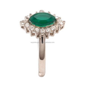 925 classico argento Sterling gioielli da sposa per le donne ragazze migliori moda verde onice zircone 18K anello all'ingrosso - Product Image 2
