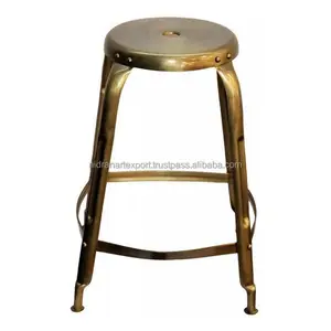 Industrial & vintage Bar Furniture Iron metal antique Hot selling Copper plated tall Bar stool