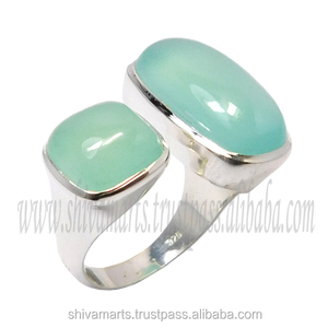 Hot Selling Handmade 925 Sterling <b>Silver</b> <b>Eternity</b> Vermeil <b>Ring</b> with Chalcedony Gemstone Bezel Setting for Wedding Parties - Product Image 2