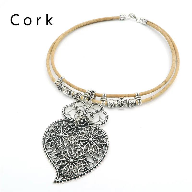 Kalung Viana Heart Cork Cantik, N-93 Perhiasan Buatan Tangan Asli
