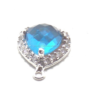 พลอยเทอร์โบคริสตัลสีฟ้าทรงลูกบาศก์เซอร์โคเนียอัญมณีชุบทองข้อต่อฝาทองเหลือง - Product Image 3