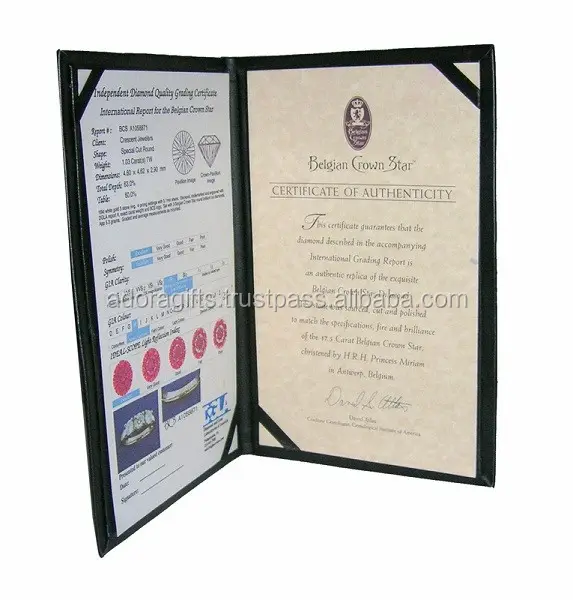 Aangepaste Logo A4 Size Certificaat Houder/Lederen Certificaat Map