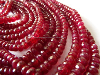 Perles de pierres précieuses rouges rubis en forme de rondelle, prix d'usine