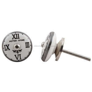 Boutons en céramique faits à la main en gros blanc noir horloge ronde bouton d'armoire poignées de porte fabricant de quincaillerie poignées de tiroir en vrac Lot - Product Image 2