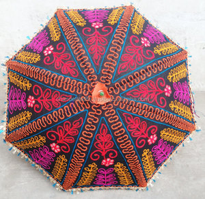 Parasol de travail brodé indien fait à la main Parapluie en coton décoratif de jardin unique Art ethnique pour la maison ou l'extérieur pour les hôtels - Product Image 3