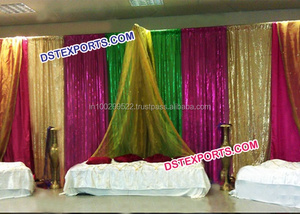 FONDO DE BODA recortado noche boda bordado colorido telón de fondo tipo arco cortinas de boda decoración - Product Image 3
