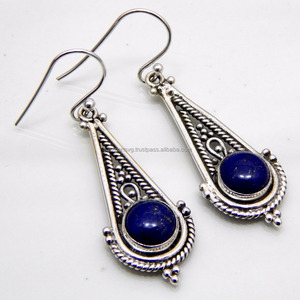 Recién llegado, pendientes de gota de Plata de Ley 925 con piedras preciosas de lapislázuli naturales, bonito regalo de joyería de moda para ella para bodas - Product Image 2