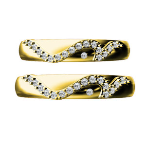 14K Yellow Gold Couple Diamond Engagement Bands Real Diamond <b>Wedding</b> <b>Rings</b> <b>Set</b> <b>His</b> <b>and</b> <b>Hers</b> Matching Bands Elegant Fine Jewelry - Product Image 1